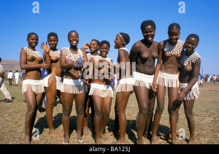 Reed Dance zeremonielle Teilnehmer Kwa Zulu natal South Africa Stockfoto