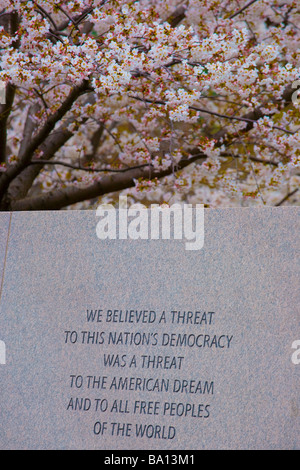 Offizielle Entschuldigung der USA für WW2 Internierungslager Japanese American Memorial nach Washington DC, Patriotismus Stockfoto