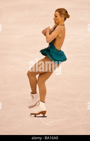 Joannie Rochette kann im Wettbewerb mit der Damen kostenlos bei der Eiskunstlauf-Weltmeisterschaft 2009 Stockfoto