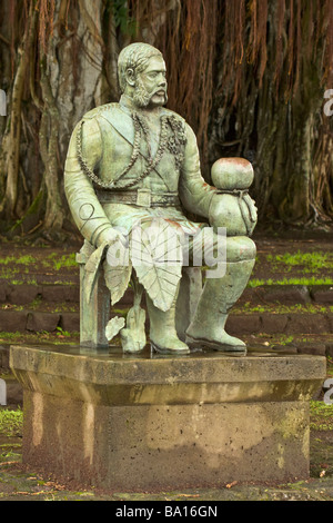 Die Statue von König David Kalakaua, der letzte König von Hawaii - Hilo, Big Island, Hawaii, USA Stockfoto