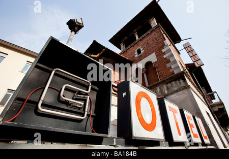 Alte verlassene heruntergekommenes Hotel in Como, Italien Stockfoto
