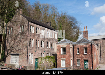 Terrassenförmig angelegten 3-geschossige Workshop und "Kontor", "Arkwrights Mühle" in Cromford, Derbyshire, England, "Great Britain" Stockfoto