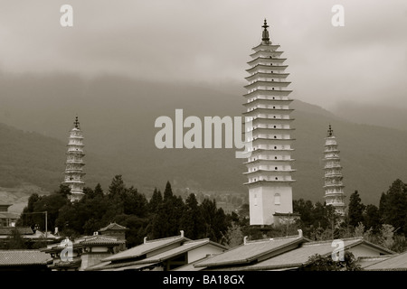 Die drei Pagoden in Dali Stockfoto