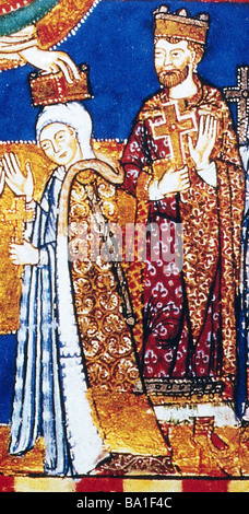 Heinrich XII "der Löwe", 1129 - 6.8.1195, Herzog von Bayern 1156-1180 und Sachsen 1142-1180, Ganzkörperansicht, mit seiner Frau Mathilda o Stockfoto