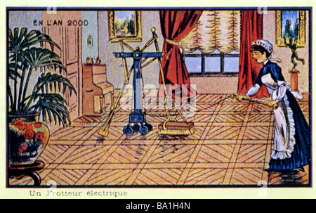 Zukunft, Vision "Im Jahr 2000", "ein Elektrolwäscher", Farblithograph, Frankreich, 1910, Stockfoto