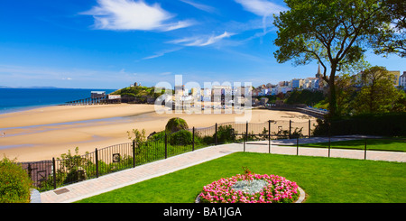 Tenby Hafen Nordstrand Tenby Pembrokeshire Wales Stockfoto