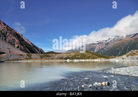 Hooker-See in der Nähe von Mt Cook Village in Neuseeland Stockfoto