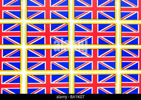 Spielkarten mit dem britischen Union Jack Flagge auf der Rückseite Stockfoto