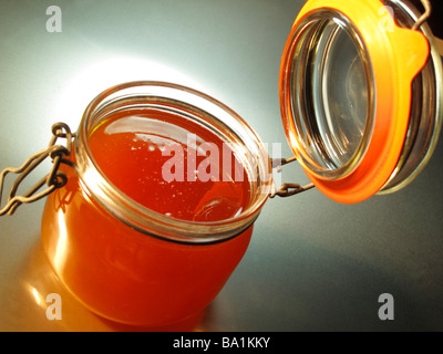 Honig Honigglas Auf Löffel Honig Stockfoto