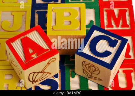 ABC Alphabet hölzerne Blöcke Stockfoto