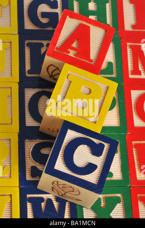 ABC Alphabet hölzerne Blöcke Stockfoto