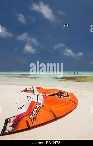 Kite-Surfen Francisqui Los Roques Venezuela in Südamerika Stockfoto