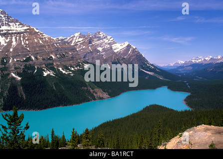 Peyto Lake, Banff Nationalpark, Kanadische Rockies, Alberta, Kanada - "Bow Summit" entlang Icefields Parkway, Rocky Mountains Stockfoto