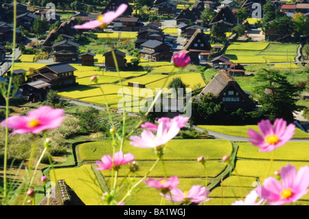 Blick auf das Dorf Shirakawa in Japan Stockfoto