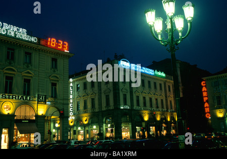 Einen Abend Blick auf Piazza San Carlo, mit Blick auf die Via Roma, zentral-Turin, Italien Stockfoto