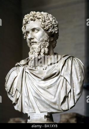 Septimius Severus, Lucius, 11.4.146 - 4.2.211, Roman Emperor 9.4.193 - 4.2.211, Porträt, Büste, Marmor, 3. Jh., Glyptothek, Stockfoto