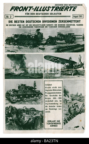 Ereignisse, Zweiter Weltkrieg / 2. Weltkrieg, Propaganda, sowjetischen Propagandazeitung, "Front-illustrierte Für den deutschen Soldaten" (Illustrierte Titelmeldungen für den deutschen Soldaten), Nr. 2, August 1941, Titelseite, Stockfoto