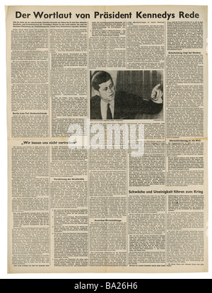 Presse/Medien, Zeitschriften, "Süddeutsche Zeitung", München, 17 Band, Nummer 178, Donnerstag 27.7.1961, Artikel, Kennedy-Rede, Stockfoto