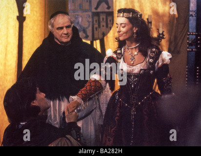 CHRISTOPHER COLUMBUS: THE DISCOVERY 1992 Rank Film mit Marlon Brando auf der linken Seite als der Mönch Stockfoto