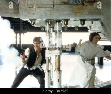 STAR WARS: EPISODE IV – eine neue Hoffnung 1977 TCF film mit Carrie Fisher und Harrison Ford Stockfoto