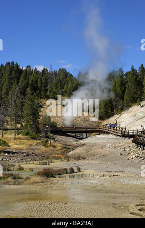 Mud Volcano Geysir Aktivität im Herbst Yellowstone National Park North America USA Stockfoto