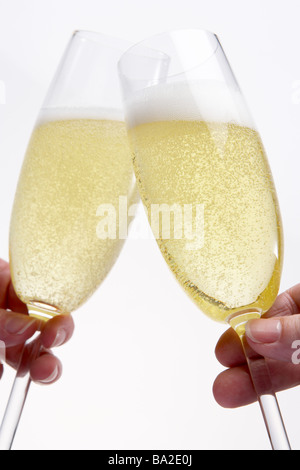 Toasten mit Champagner Stockfoto