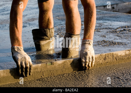 Bauarbeiter Vorbereitung Betonbau Stockfoto