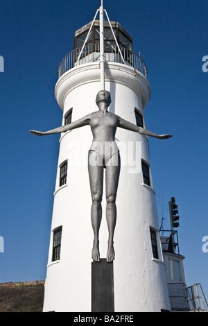 Skulptur von Tauchen Belle vor Scarborough Leuchtturm Stockfoto