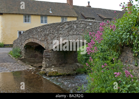 Die alte Pack-Pferd-Brücke bei Allerford, Somerset Stockfoto