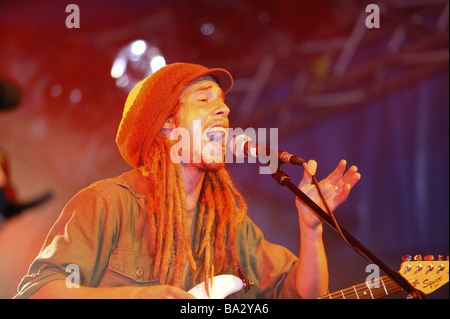 Konzert-Reggae-Band "Jahcoustix" Idee Sänger Porträt nicht frei für Tourismus Musik Festival Open Air Musiker Künstler Mann Stockfoto