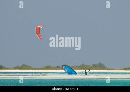 Kite-Surfen Francisqui Los Roques Venezuela in Südamerika Stockfoto