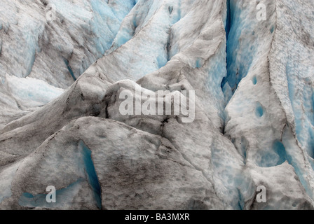 Glazial-Gletscherspalten auf dem Gesicht von Exit-Gletscher, Seward, Alaska Stockfoto