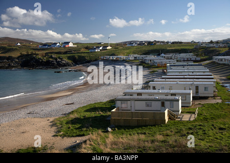 Mobilheim Campingplatz am Strand auf Inishowen Halbinsel Grafschaft Donegal Irland Stockfoto