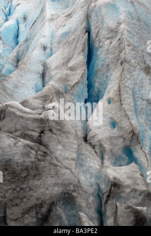 Glazial-Gletscherspalten auf dem Gesicht von Exit-Gletscher, Seward, Alaska Stockfoto