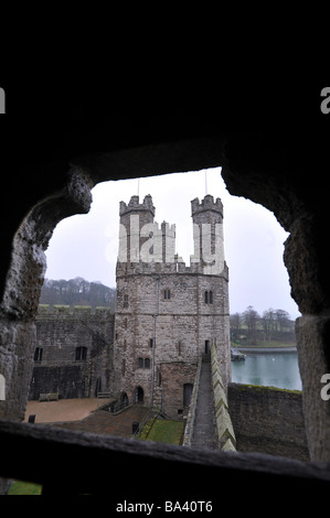 Caernarfon Castle in Caernarfon in Gwynedd, Wales wo Prinz Charles Investitur nahm 1969 platzieren Stockfoto