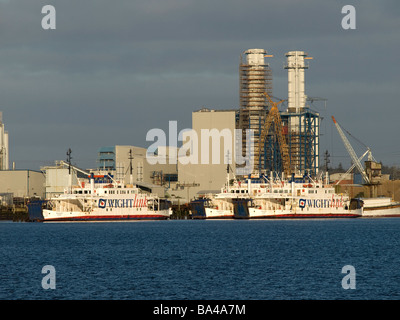 Isle Of Wight Wightlink Autofähren Caedmon, Cenred und Cenwulf festgemacht in Southampton UK nach wird pensioniert Stockfoto