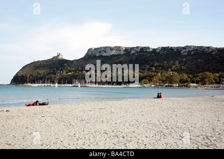 Poetto Strand, Cagliari, Sardinien, Italien Stockfoto