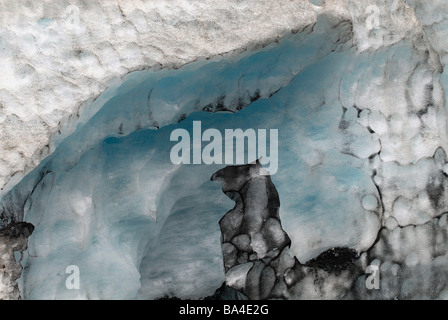 Glazial-Gletscherspalten auf dem Gesicht von Exit-Gletscher, Seward, Alaska Stockfoto