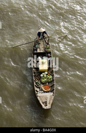 Vietnam Mekongdelta Cai Position Fluss-Markt Boot-Händler von oben Asien Südostasien Fluss Mekong Stadt schwimmen Markt Stockfoto