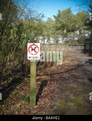 Keine Hunde-Zeichen durch Fußweg Stockfoto