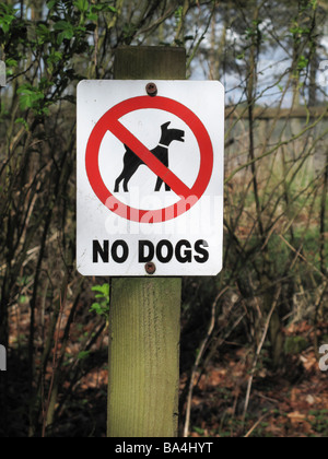 Keine Hunde-Zeichen durch Fußweg Stockfoto