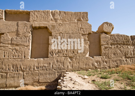 Ausschnitt aus der Ashkelon Wand in Karnak Tempel, Luxor, Ägypten Stockfoto