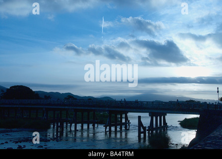 Togetsu-Kyo Brücke am Fluss, Kyoto, Japan Stockfoto