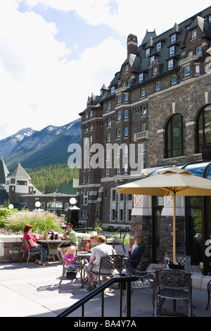 Straßencafé in Banff in Kanada Stockfoto