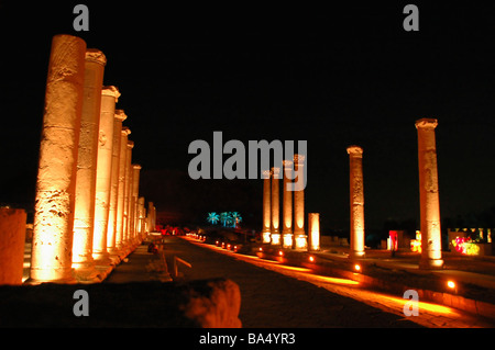 Israel Bet Shean Skythopolis der Cardo bei Palladius Street während eine Audio-visuelle anzeigen Stockfoto