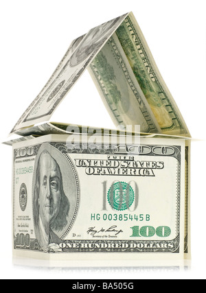 Dollar das Haus ein abstraktes Design von Dollar in Form von Wohnung Stockfoto