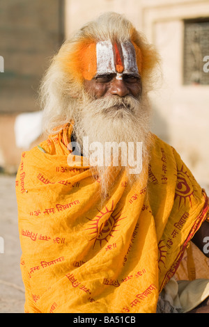 Porträt eines Sadhu, genommen in Varanasi, Indien Stockfoto