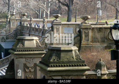 Steinmauer im Central Park Manhattan USA Stockfoto