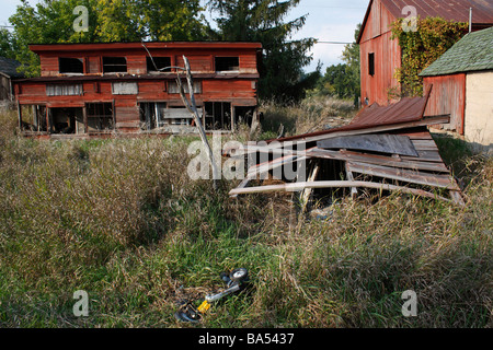 Eine verlassene Scheune mit Bauernhof in Michigan USA, keine horizontale Hi-res Stockfoto
