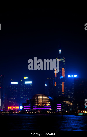 Ein Symphony of Lights, die täglichen Lichtshow am Victoria Harbour, Hongkong Stockfoto